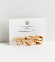 New Look 6 Pack Gold Chunky Twist and Chain Rings